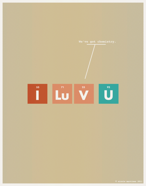 Cute Graphic Designs of Nerdy Science Love 