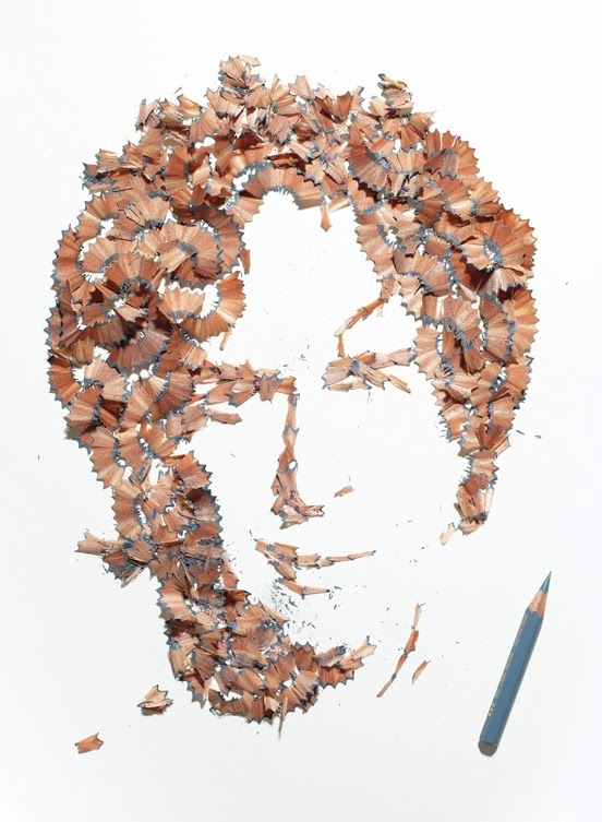 Portraits made of pencil shavings 