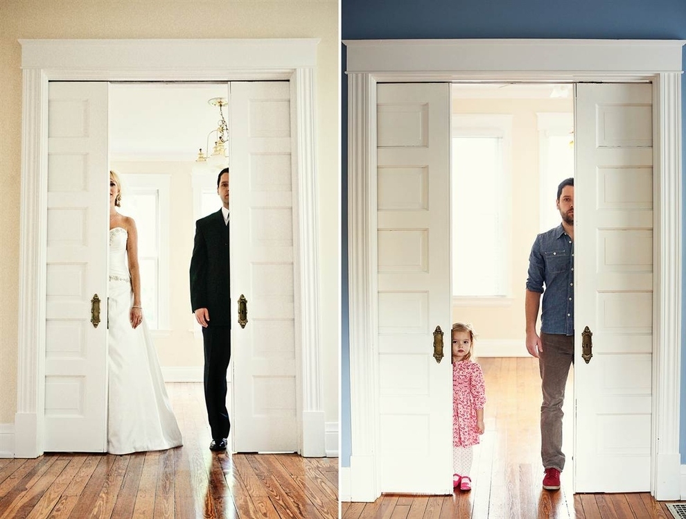 A man re-created his wedding photos with their young daughter