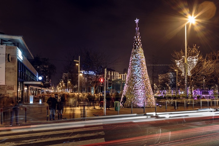 Hungarian &quot;Charity&quot; Tree Made with 5,000 Pieces of Firewood