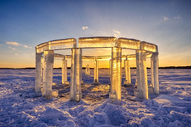Five Friends Build “Icehenge” In The Middle Of A Frozen Lake
