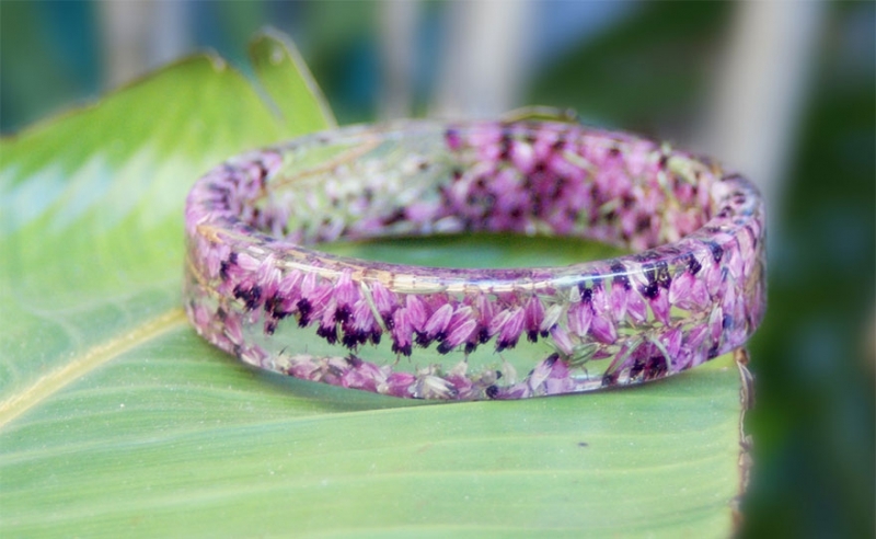 Flowers Frozen In Time Inside Handmade Resin Bracelets
