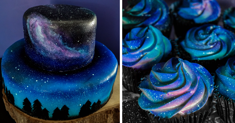 “I Was Asked To Make A Galaxy Themed Cake And Cupcakes For A Wedding”