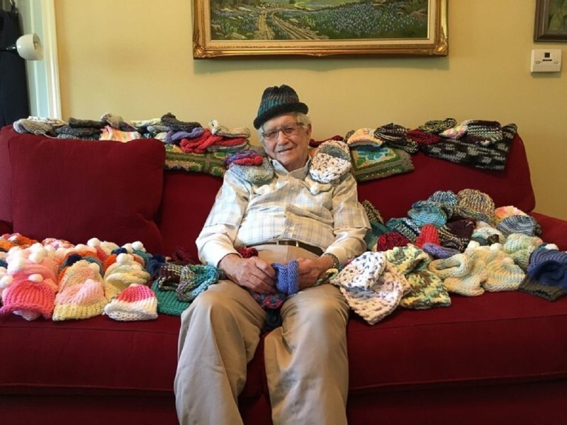 86-Year-Old Teaches Himself To Knit To Make Little Caps For Premature Babies