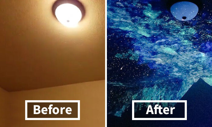 Woman Creates Glow-In-The-Dark Galaxy Painting For Boy Who Couldn’t Fall Asleep, Here’s His Reaction
