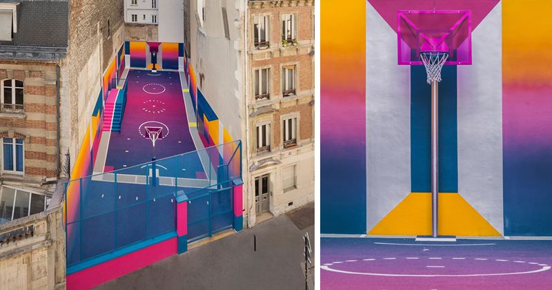 This Technicolor Basketball Court In Paris Just Made The City Even Cooler