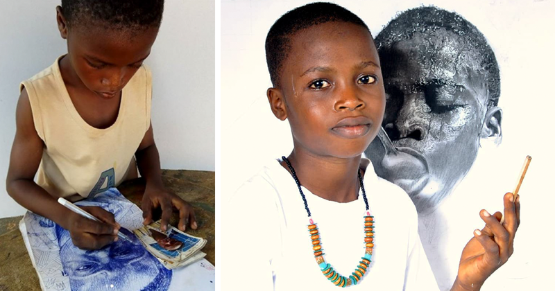11-Year-Old Kid From Nigeria Creates Hyperrealistic Drawings, And The Result Will Blow Your Mind