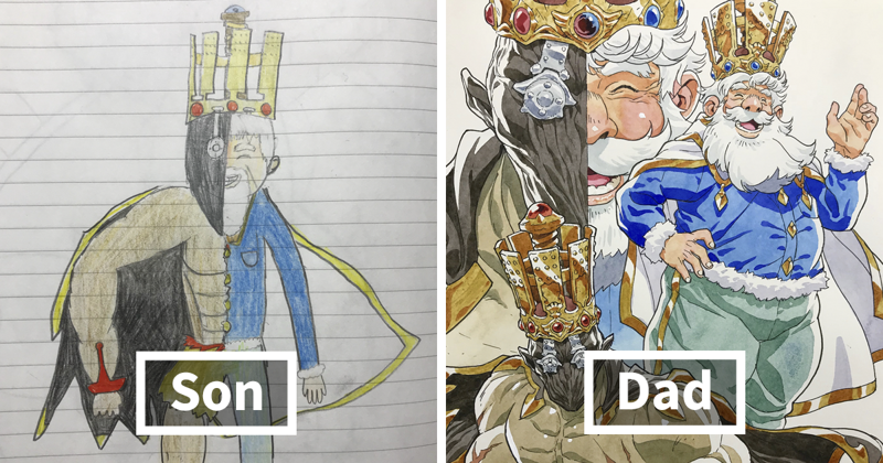 Dad Turns His Sons’ Doodles Into Anime Characters, And The Result Is Amazing