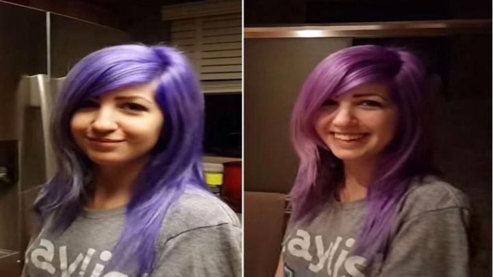 Синий или фиолетовый: девушка меняет цвет волос за несколько секунд