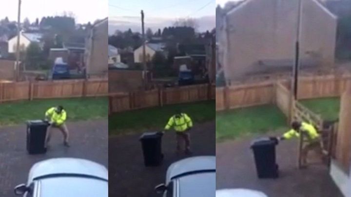 Никогда не сдавайся! Британец с мусорным контейнером на скользкой дорожке стал новой звездой интернета