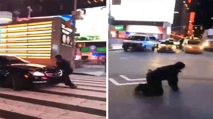 Уличный гонщик сбил полицейского на Таймс-Сквер и уехал