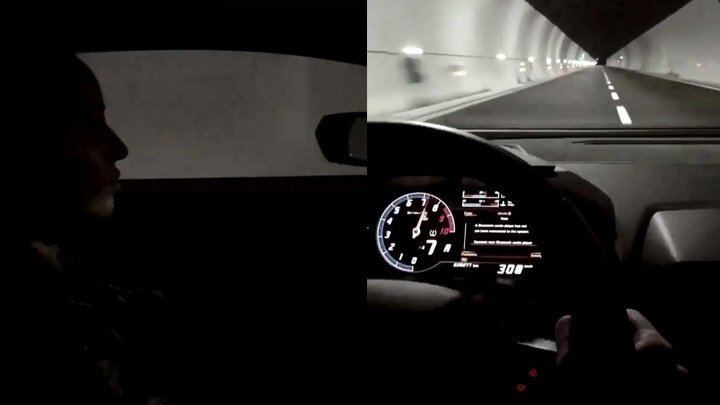 Девушка на Lamborghini прокатилась в тоннеле со скоростью 300 км/ч