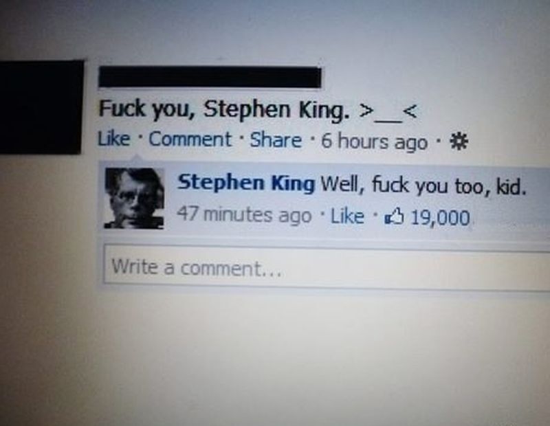 Стивен Кинг общается с фанатом