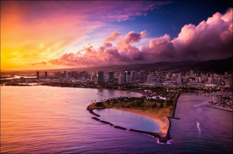 Гавайские острова с высоты птичьего полёта