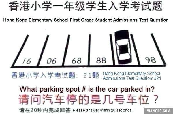 Тест на поступление в первый класс в Китае