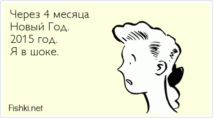 Через 4 месяца  Новый Год.  2015 год.  Я в шоке.