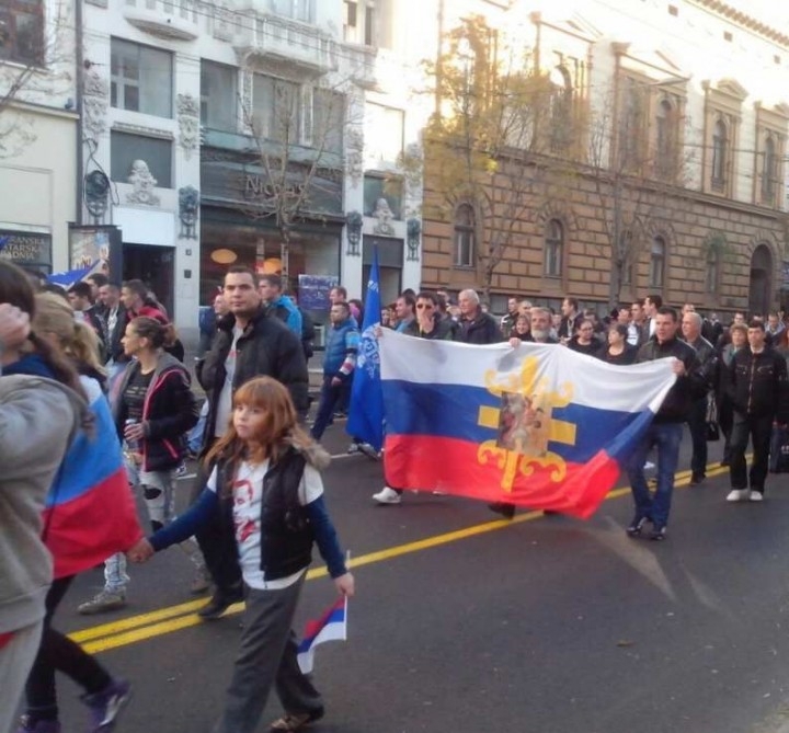 Сербия:  Митинг в поддержку Новороссии и за воссоединение с Россией.