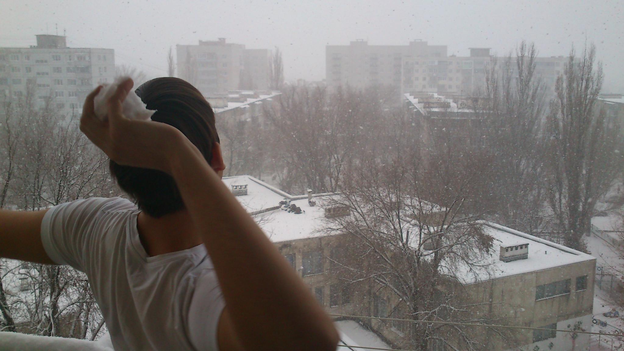 У нас первый снежок)))