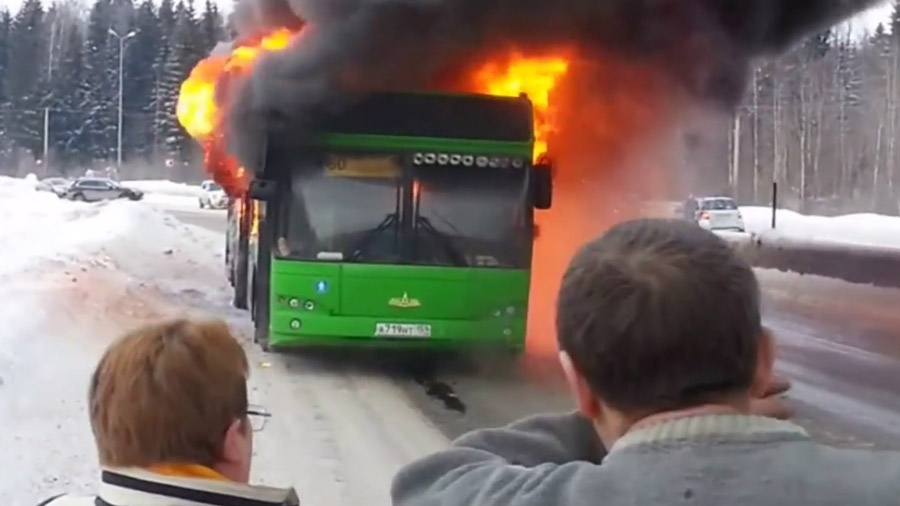 В Перми сгорел пассажирский автобус