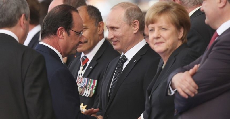 Встреча Путина с Оландом и Меркель.