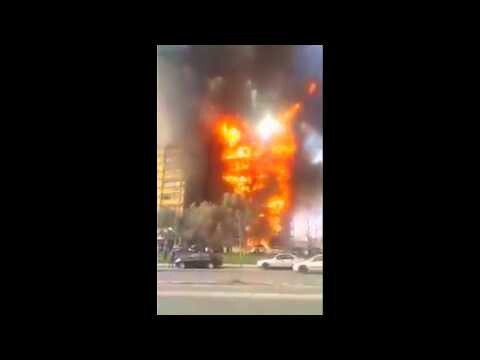 Большой пожар в Баку . Сгорела 16 этажка