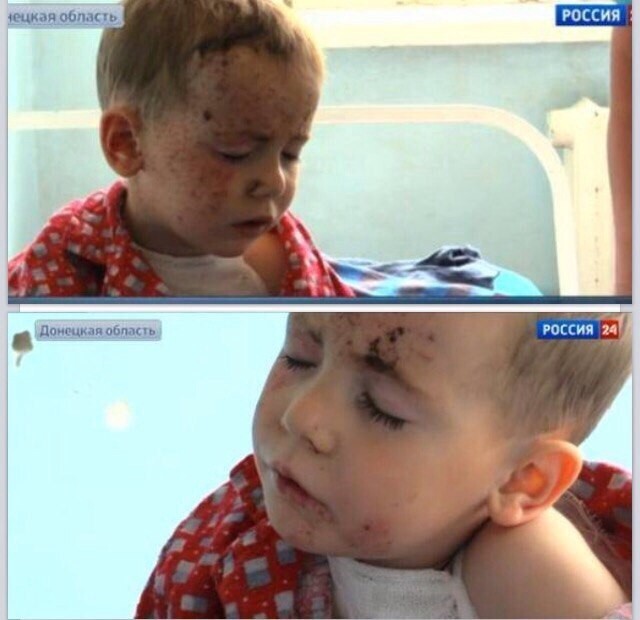 Это Захар, вчера украинские войска убили его отца и сестру!