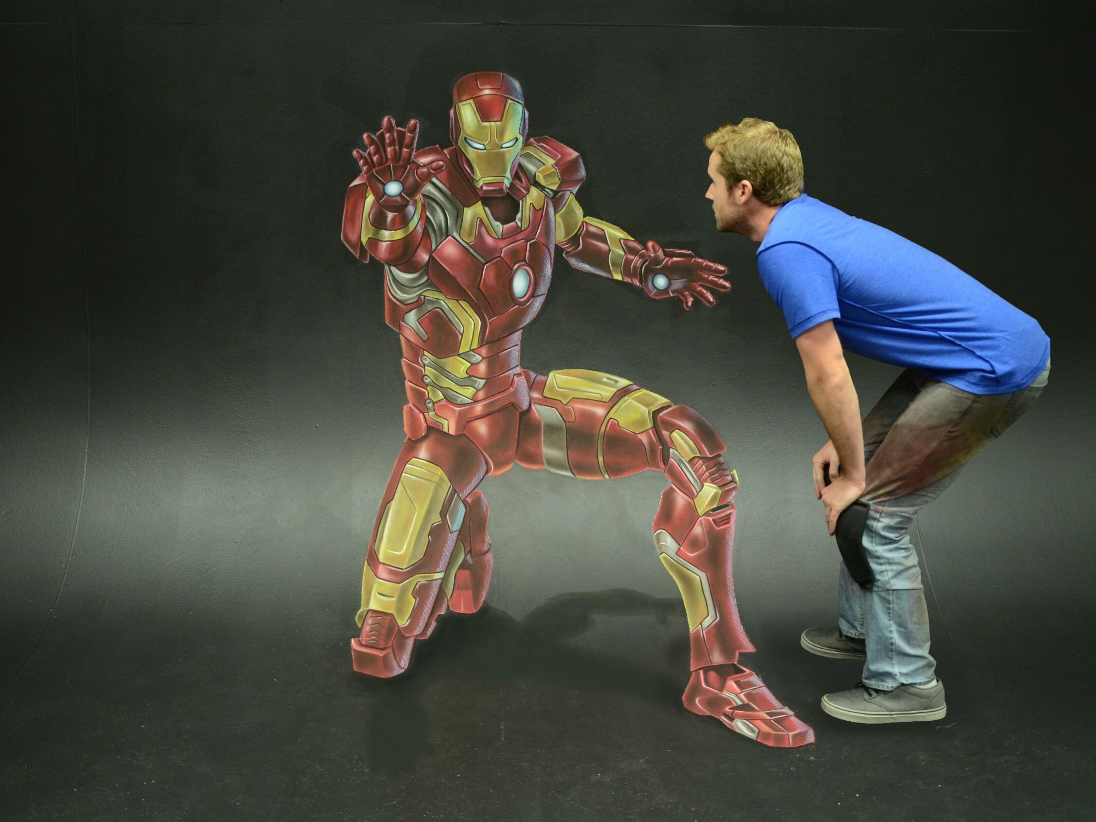 Железный человек - 3D рисунок мелом. 