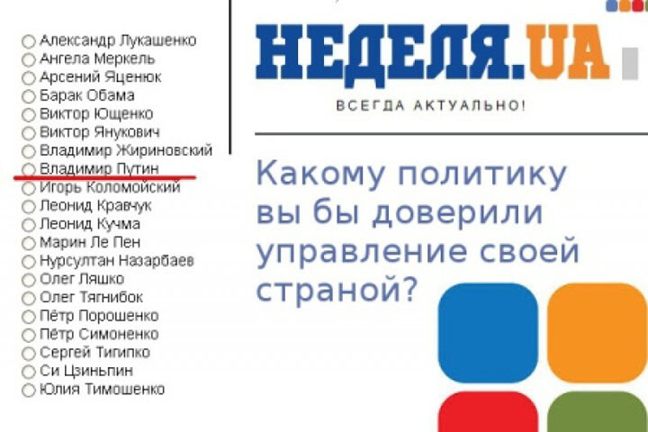 Шок опрос: 84% украинцев за Путина и 1% за Порошенко  