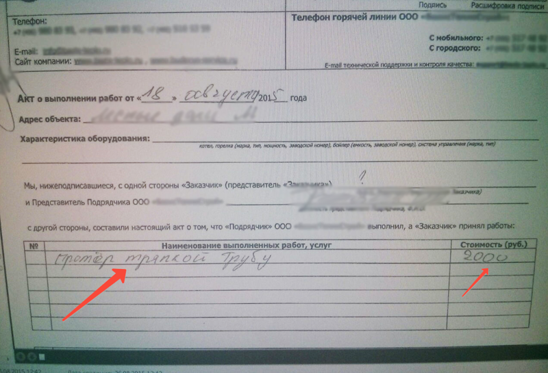 Акт выполненных работ