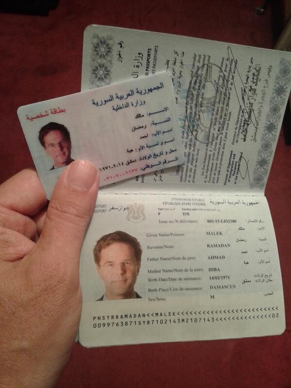 Премьеру Нидерландов  сделали сирийский паспорт на чужое имя за 825 $