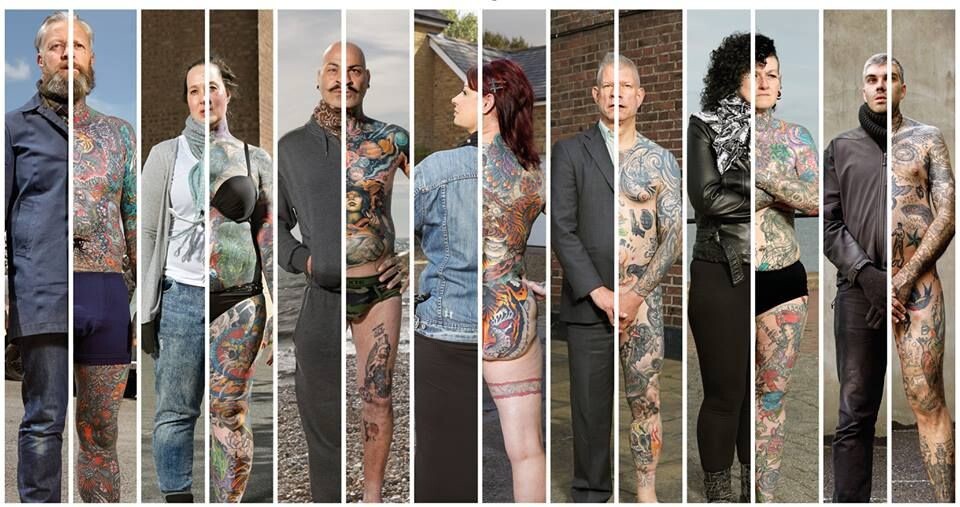 Спрятанные тату: татуированные люди в одежде и без неё