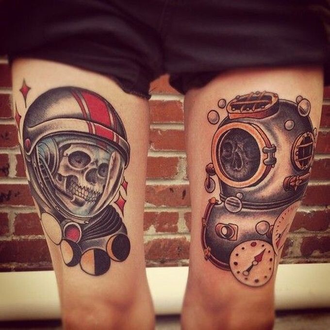 12 призрачных татуировок с космонавтами