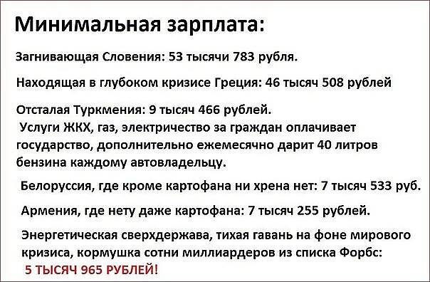 Минимальная зарплата в России 