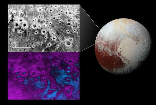 НАСА показало снимок «светящихся» кратеров Плутона