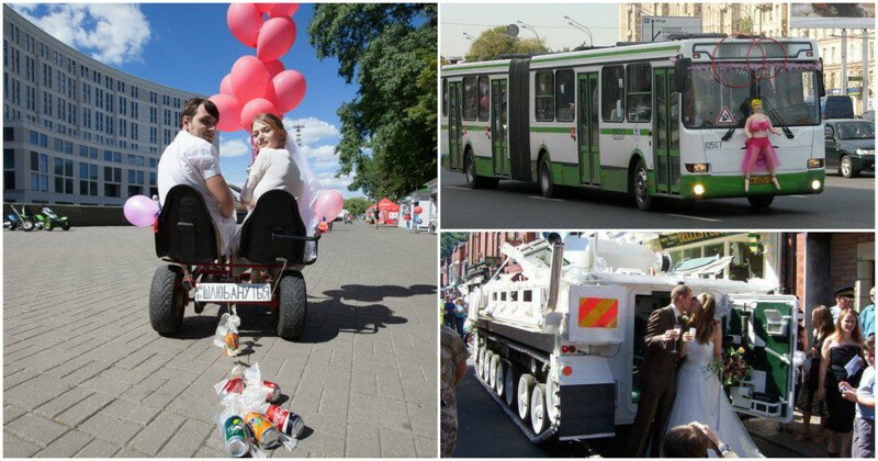 И на хромой козе подъедешь: на чем только молодожены не приезжают в ЗАГС!