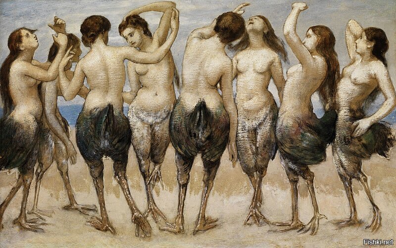Hans Thoma, Dancing in Bird Bodies, 1886