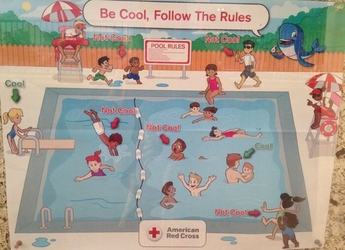 Красному Кресту пришлось извиняться за расистские плакаты с правилами поведения в бассейне 