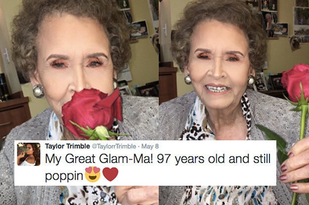 Женщина сделала своей прабабушке ультрамодный макияж