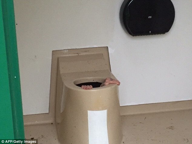 Норвежец просидел час в выгребной яме туалета 