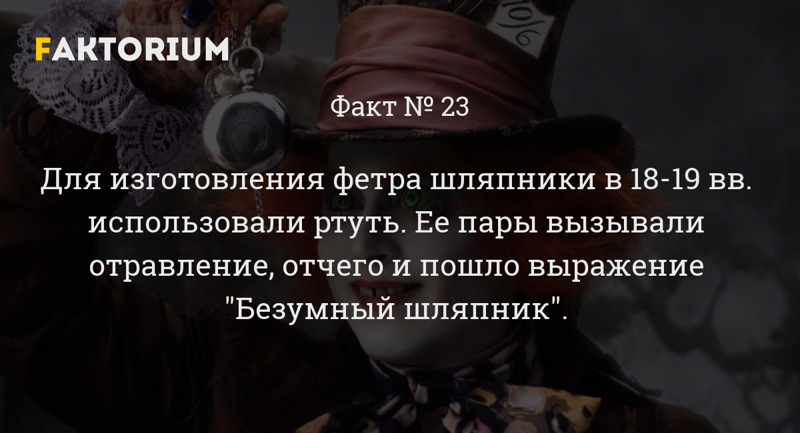 Откуда пошло выражение "Безумный шляпник", давшее имя персонажу из "Алисы в Стране чудес"