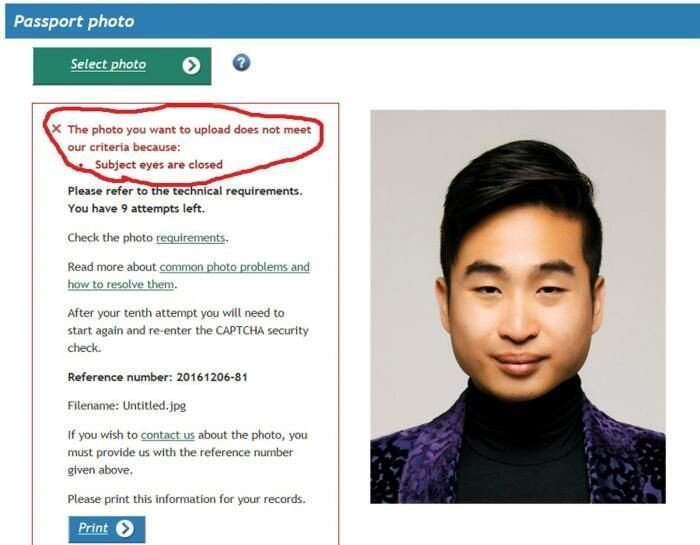 В Новой Зеландии паспортный робот посчитал, что у азиата на фото закрыты глаза