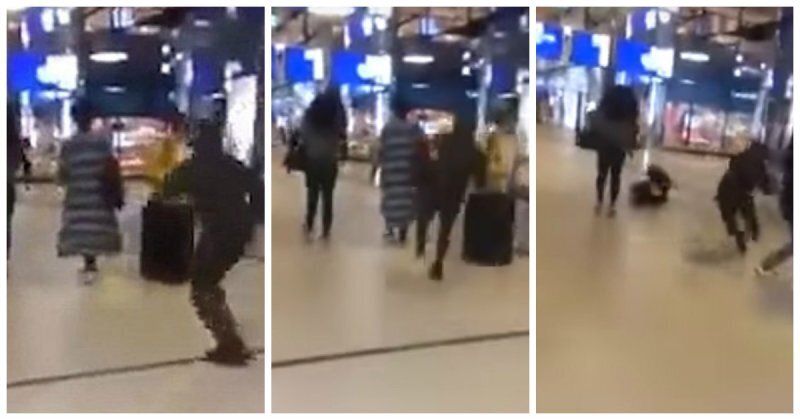 Шокирующее нападение мигранта на женщину в торговом центре 