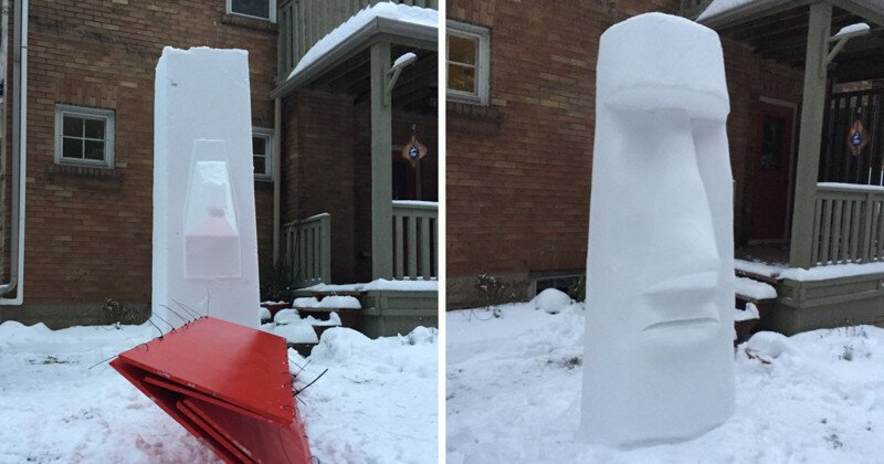 Как слепить из снега 2-метровую скульптуру
