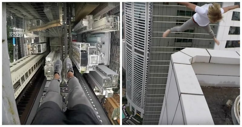 Это уже диагноз! Российский руфер сделал сальто на крыше небоскрёба в Гонконге