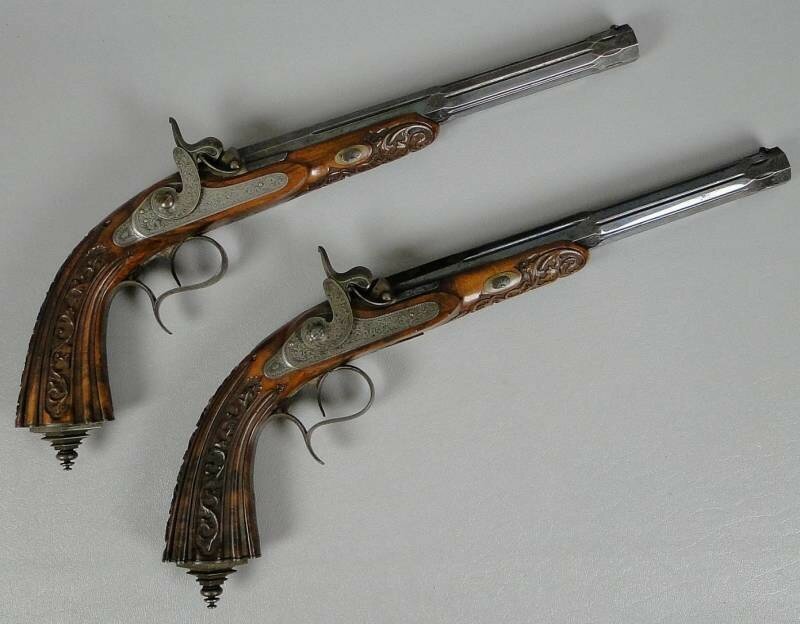 Дуэльная пара бельгийских капсюльных пистолетов