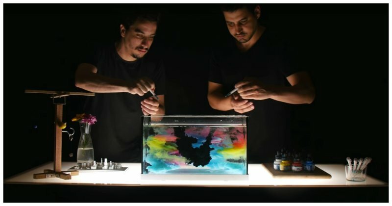 Настоящее буйство красок! Гипнотизирующе прекрасное видео движения цветных чернил в аквариуме