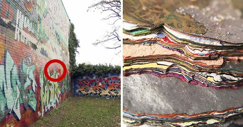 Огромный слой краски отвалился от 30-летнего граффити, и вот как он выглядит