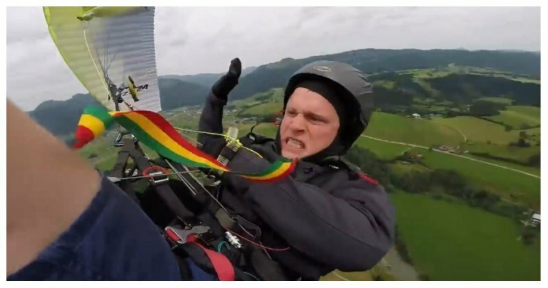 Австрийский парапланерист запечатлел на видео собственное падение, которое чуть не закончилось трагедией