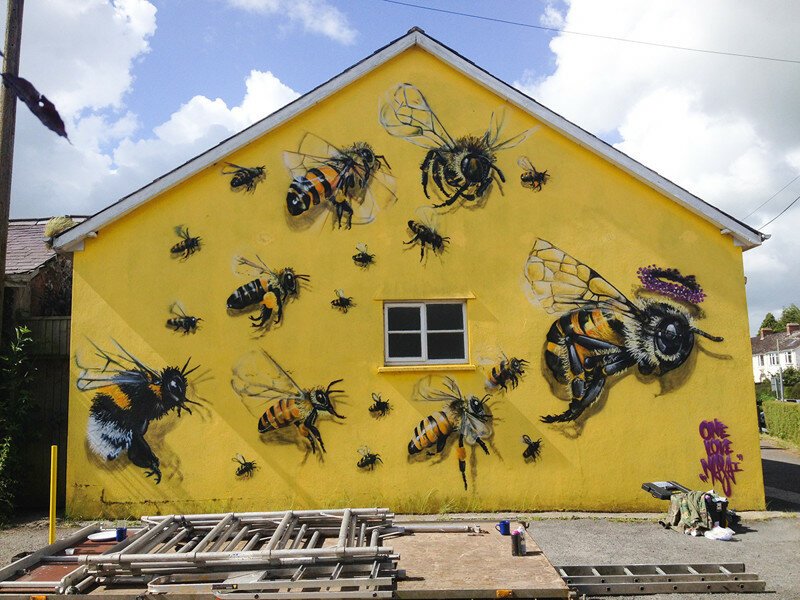 Спасение пчел посредством стрит-арта