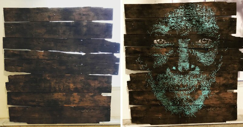 Парень, страдающий депрессией, нарисовал портрет на 100-летних досках